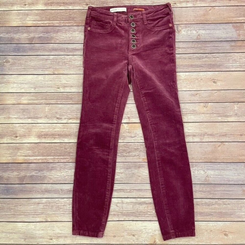 2 FOR $30 JEANS/PANTS! Pilcro High Rise Skinny Corduroy Pants pink/purple.